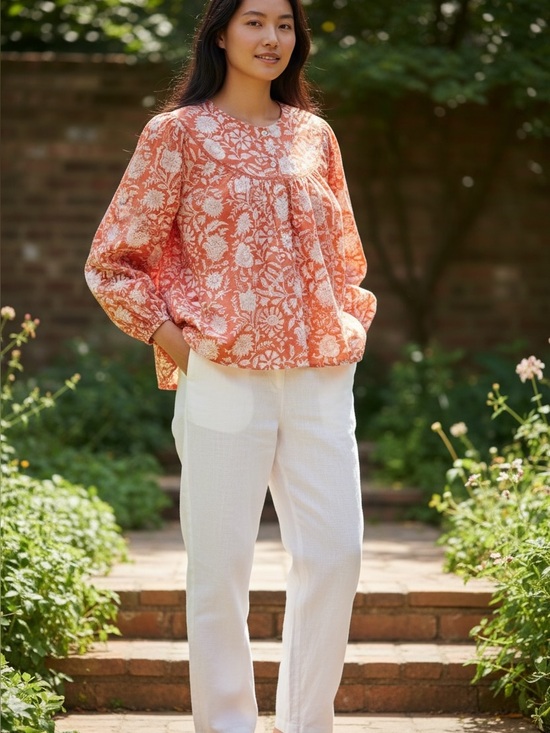 Marea Tops - Marea Georgia top, size M, sorbet orange, new with tag, cotton